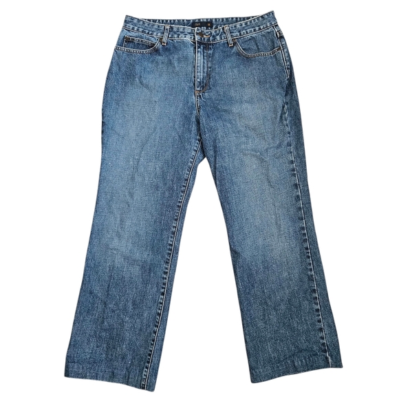 J. Crew Women's Straight Wide Leg Blue Jeans Size 14 Hemmed - Picture 1 of 14